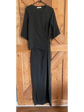 HUMANOID Gray Asymmetric Maxi Dress, SIZE XS LONG, Lagenlook, Boho